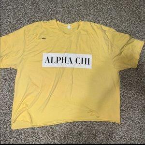 Distressed crop Alpha Chi top